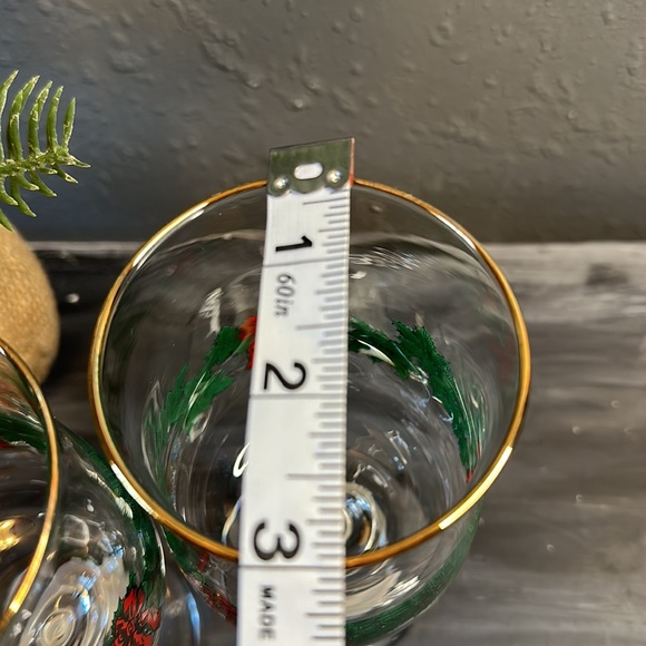 Vintage Libbey gold rimmed holly glass stemware set of 2 - Picture 5 of 7